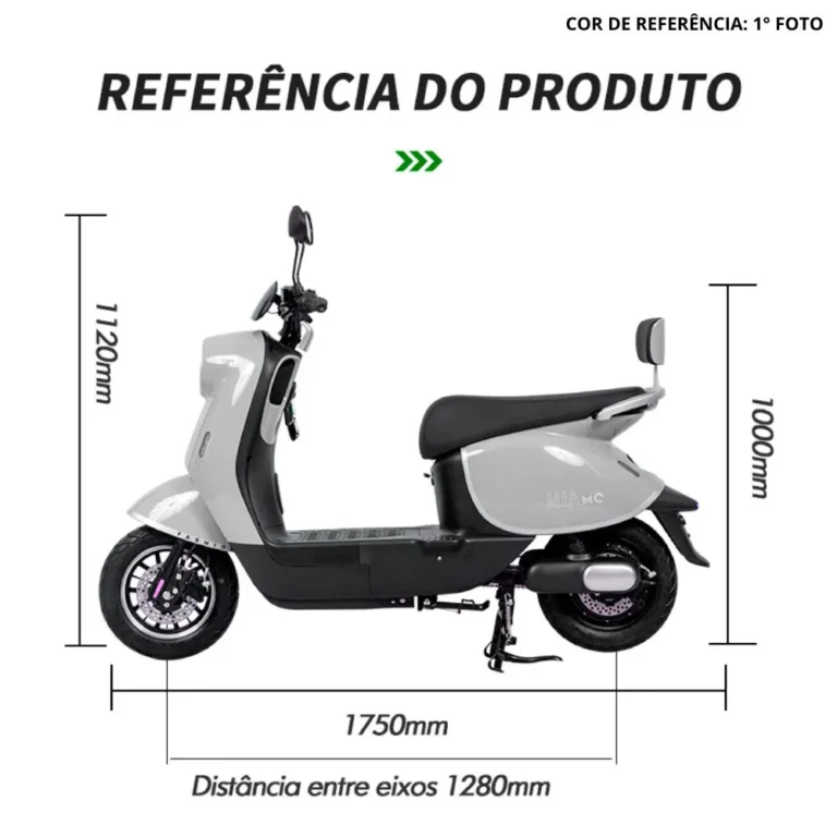 scooter eletrica preta 1000W MIA dimensoes sem cnh